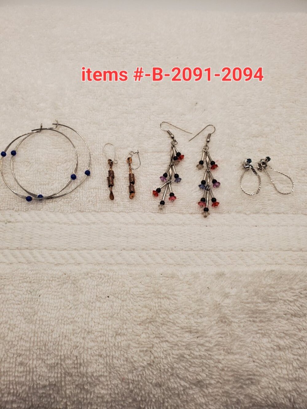 4Pair of pierced Earrings,  item # B -2091-2094, . wt. 9 grams.